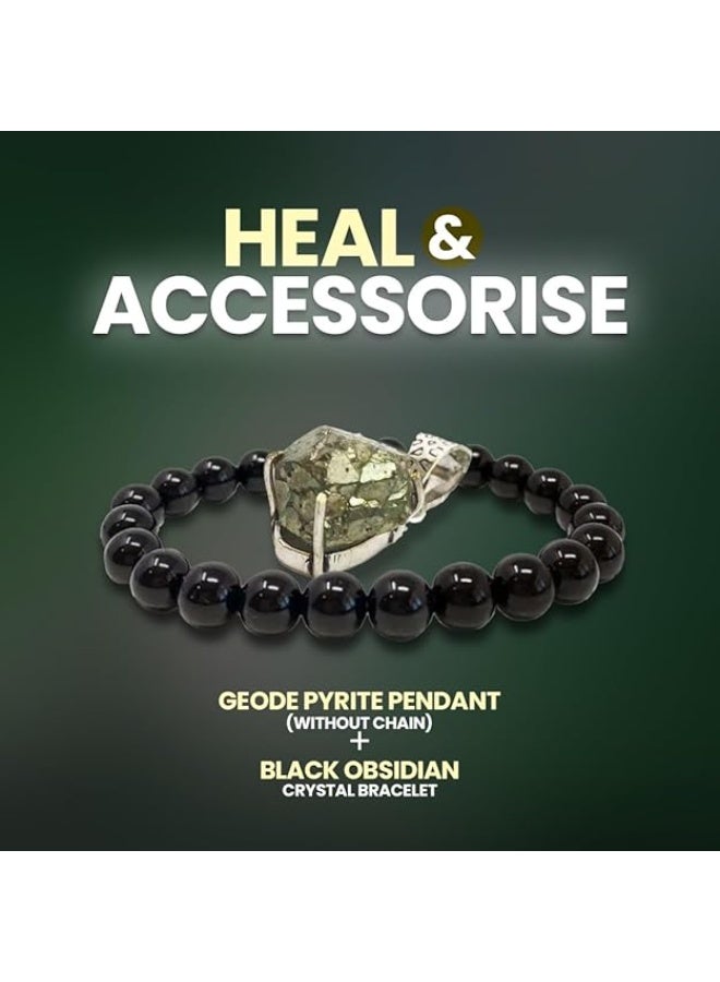 Studd Muffyn | Heal & Accessorise (Pyrite Geode Pendant & Black Obsidian Bracelet) - Image 4