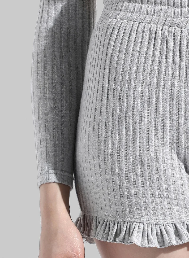 PINACOLADA Women's Light Grey Ribbed Co-Ord Set