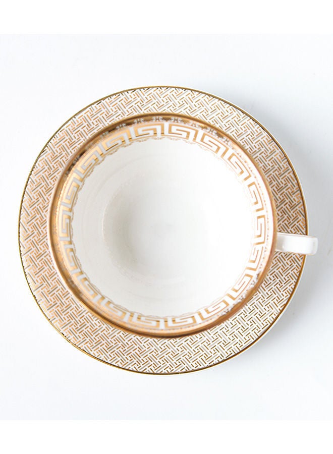 NIBEMINENT Woven Textured Gold Thread Coffee Cup And Plate Multicolour 220ml - Image 3