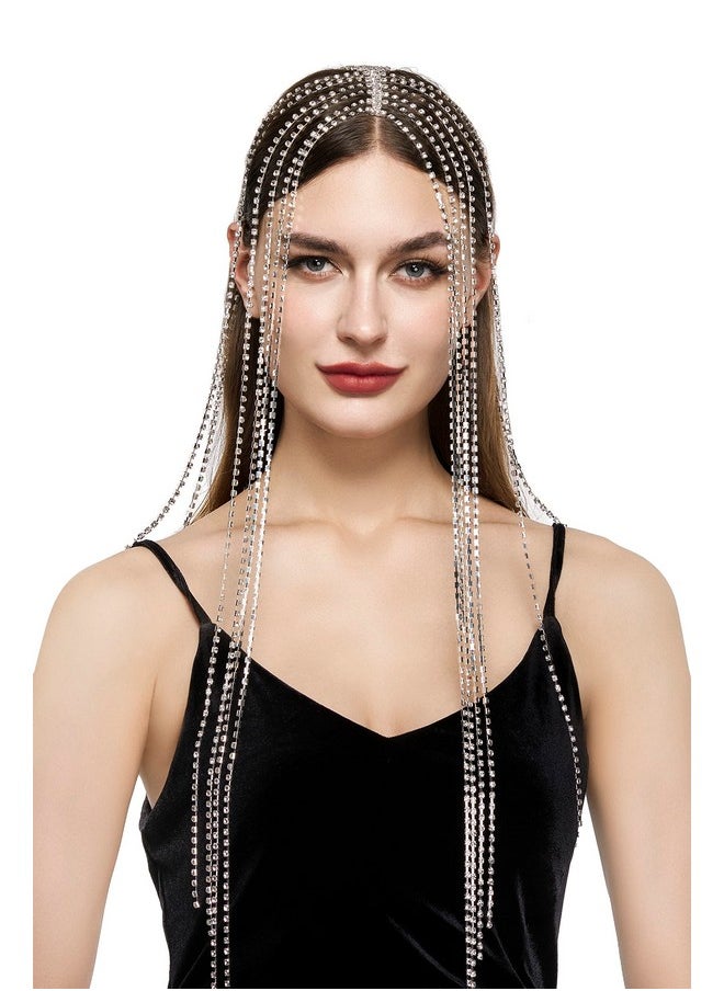 BABEYOND عصابة رأس من Abeyond Flapper من عشرينيات القرن العشرين مصنوعة من الكريستال وأحجار الراين وإكسسوارات شعر Great Gatsby لحفلات آرت ديكو (فضية)  - Image 2