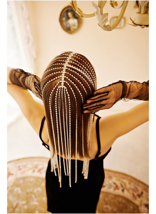 BABEYOND عصابة رأس من Abeyond Flapper من عشرينيات القرن العشرين مصنوعة من الكريستال وأحجار الراين وإكسسوارات شعر Great Gatsby لحفلات آرت ديكو (فضية)  - Image 4