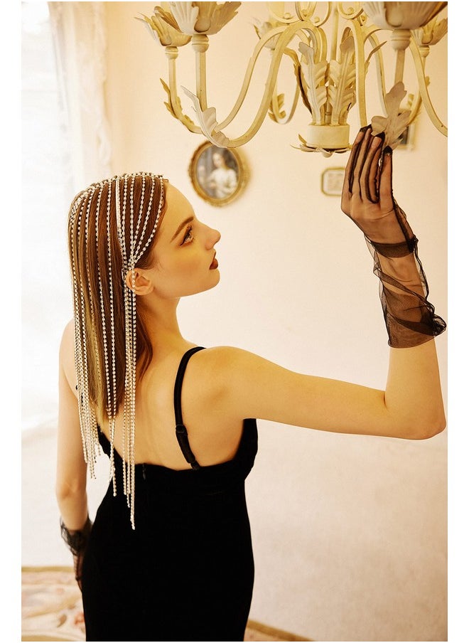 BABEYOND عصابة رأس من Abeyond Flapper من عشرينيات القرن العشرين مصنوعة من الكريستال وأحجار الراين وإكسسوارات شعر Great Gatsby لحفلات آرت ديكو (فضية)  - Image 3