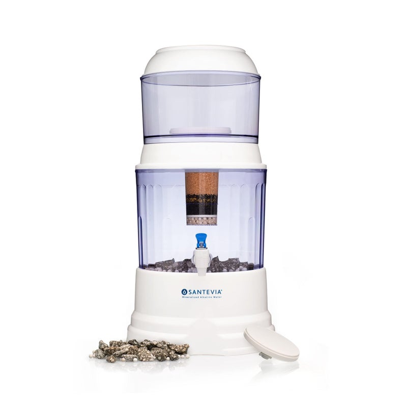 Santevia Gravity Water System Filter | at Home Water Filter That Makes Water Alkaline and Adds Minerals | Chlorine and Fluoride Filter (Countertop Model) - Image 1