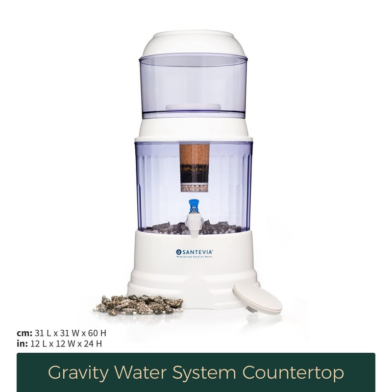 Santevia Gravity Water System Filter | at Home Water Filter That Makes Water Alkaline and Adds Minerals | Chlorine and Fluoride Filter (Countertop Model) - Image 4