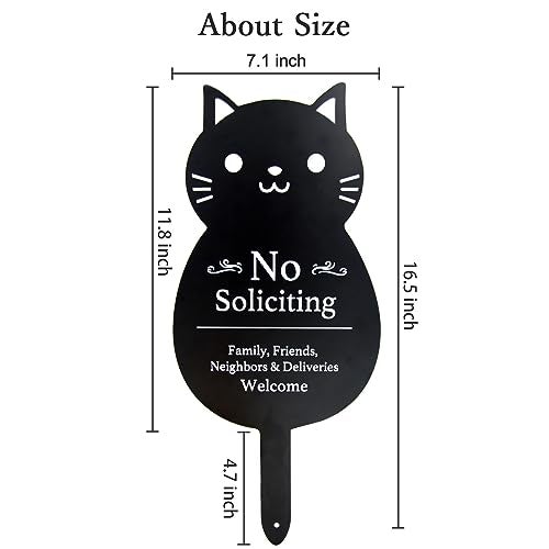 Handook No Soliciting Sign for House Funny Metal No Soliciting Yard Sign, 16.5"x7.1" Black Cat No Solicitation Sign for Home and Business - Image 3