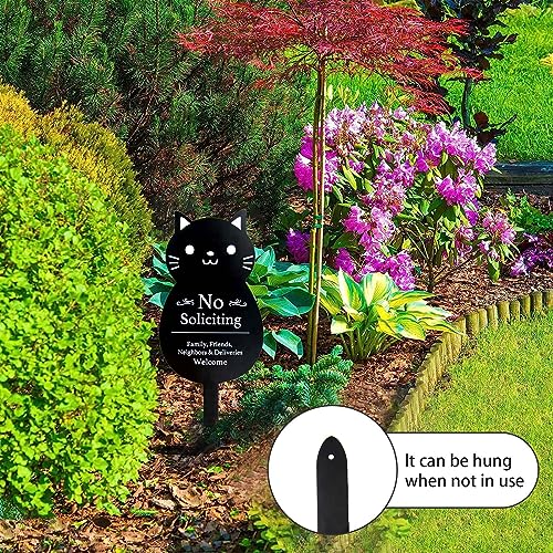 Handook No Soliciting Sign for House Funny Metal No Soliciting Yard Sign, 16.5"x7.1" Black Cat No Solicitation Sign for Home and Business - Image 4