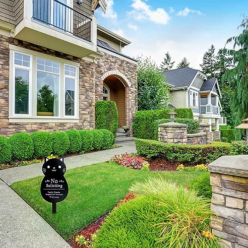 Handook No Soliciting Sign for House Funny Metal No Soliciting Yard Sign, 16.5"x7.1" Black Cat No Solicitation Sign for Home and Business - Image 5