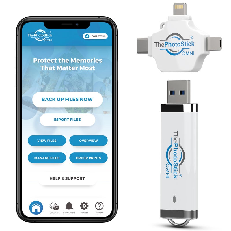 ThePhotoStick ذا فوتو ستيك® أومني 32 جيجابايت + حقيبة واقية | نسخ احتياطي آمن للصور والفيديو ونقلها | تنظيم الملفات الرقمية | اتصال USB ومتعدد المنافذ للهواتف والأجهزة اللوحية وأجهزة الكمبيوتر | حقيبة مقاومة للماء - Image 2