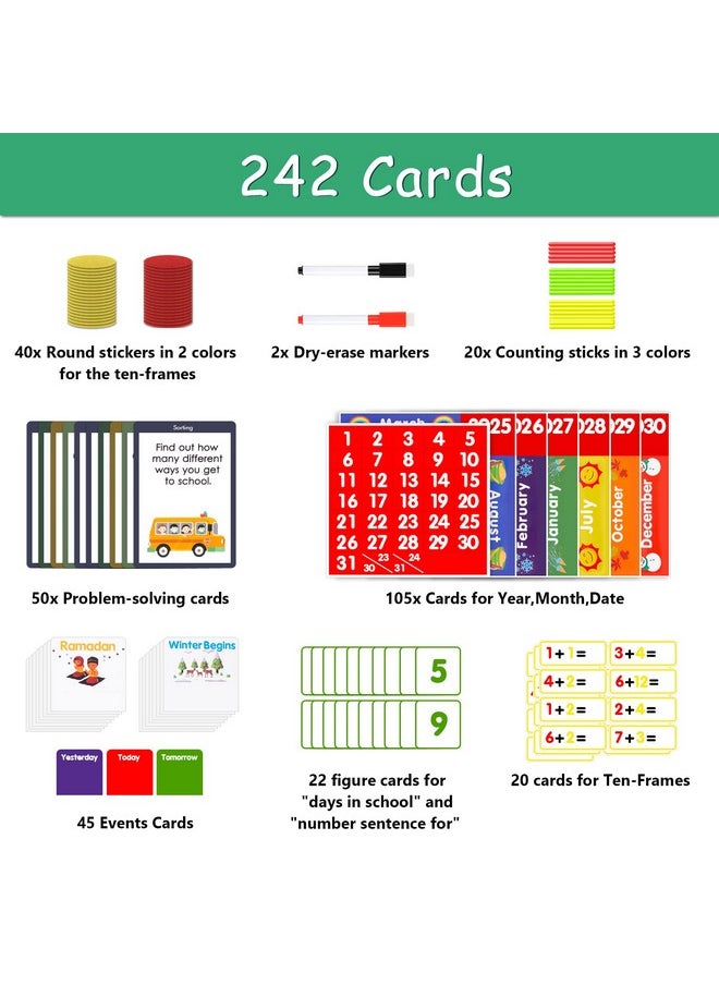 KIKIGOAL - Daily Math Calendar Classroom Pocket Chart Educational Pocket Chart Teaching Materials For Daily Math Activities All About Number Activities For Elementary And Pre-School - Image 1