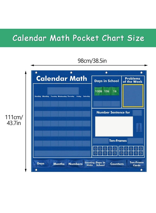 KIKIGOAL - Daily Math Calendar Classroom Pocket Chart Educational Pocket Chart Teaching Materials For Daily Math Activities All About Number Activities For Elementary And Pre-School - Image 1