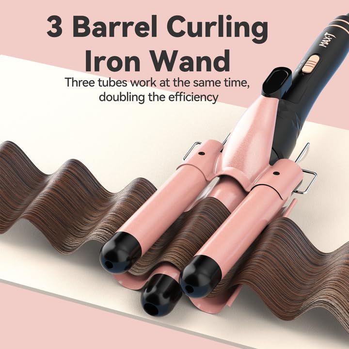 MAX-T Maxt 5-in-1 Interchangeable Curling Iron Wand Set with 3 Barrels & Curling Thermal Brush | Ceramic Coated for Long-Lasting Curls, Waves Hair Curler (0.35-1.25 inch) - Image 5