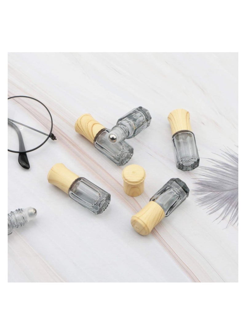 SYOSI Massage Roller Bottles, 3ml Octagonal Small Essential Oil Roller Bottles, Mini Essential Oil Vials, Perfume Sample Travel Cosmetic Container Vial, with Wood Grain Cap, Opener 2 Funnels (10PCS White) - Image 5