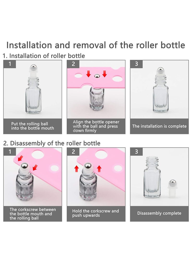 SYOSI Massage Roller Bottles, 3ml Octagonal Small Essential Oil Roller Bottles, Mini Essential Oil Vials, Perfume Sample Travel Cosmetic Container Vial, with Wood Grain Cap, Opener 2 Funnels (10PCS White) - Image 3