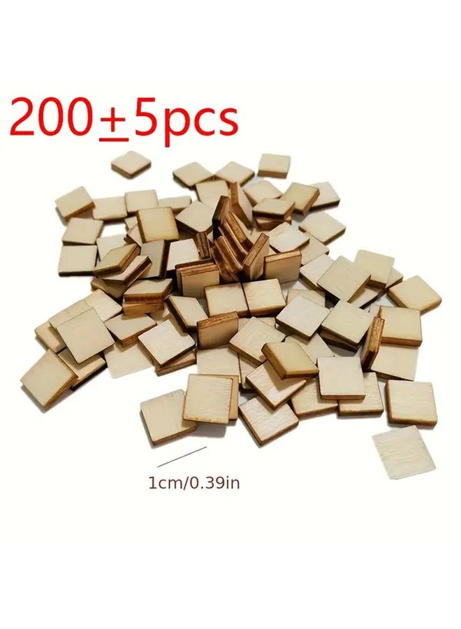 200 Pcs 10mm Natural Wood Square Cutouts for DIY Crafts and Painting - Image 2