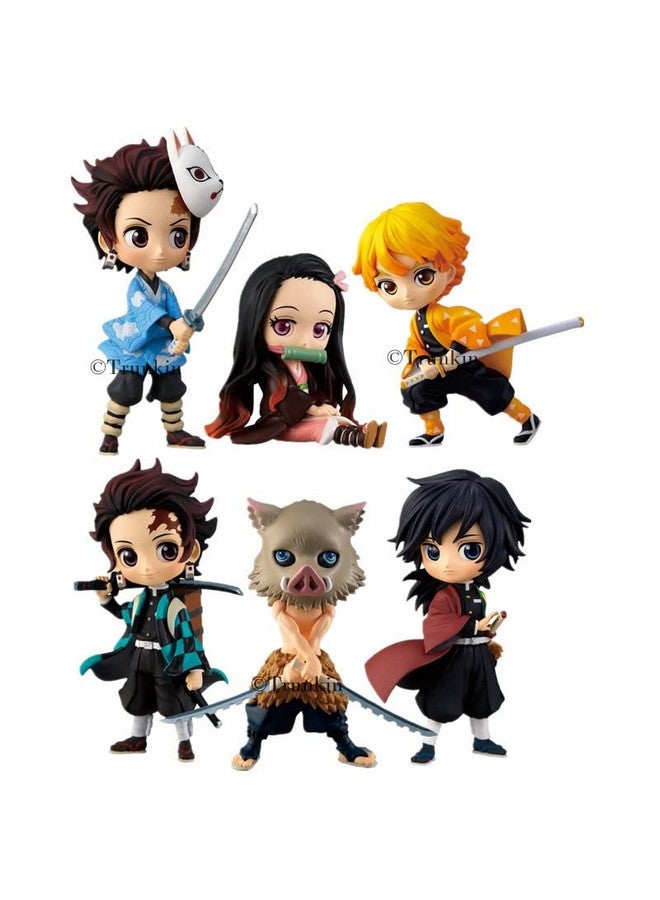 Trunkin Trunkin Set B Demon Slayer Sitting Nezuko Tanjirou Zenitsu Giyuu Inosuke Action Figures Anime Kimetsu no Yaiba Figurine Toy 6-Piece Set Figurines cake topper  - Image 2