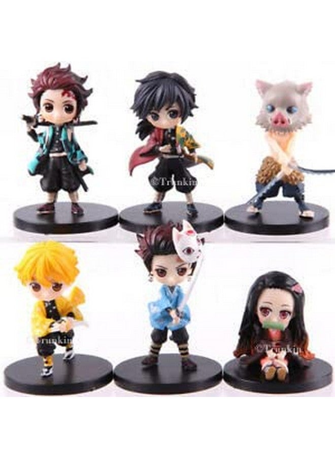 Trunkin Trunkin Set B Demon Slayer Sitting Nezuko Tanjirou Zenitsu Giyuu Inosuke Action Figures Anime Kimetsu no Yaiba Figurine Toy 6-Piece Set Figurines cake topper  - Image 3