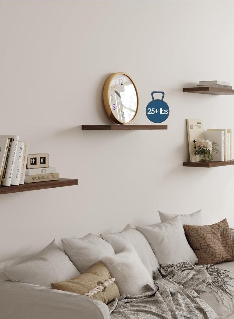 XiuWoo 40CM Floating Shelves Set of 3 for Wall Decoration, Wall Mounted Shelves for Bedroom Storage, Large Deep Wall Mounted Shelves for Bathroom Towel Laundry Room Living Room Kitchen Closet (Brown)  - Image 2
