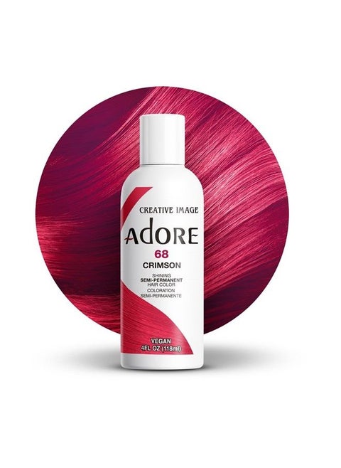 Semi Permanent Hair Color - Vegan and Cruelty-Free Hair Dye - 4 Fl Oz - 068 Crimson (Pack of 1)