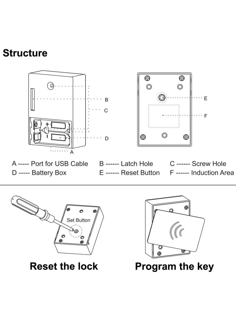 RFID Locks for Cabinets Hidden DIY Lock - Electronic Lock with USB Cable for Wooden Drawer Locker Cupboard Gun Box - Image 4