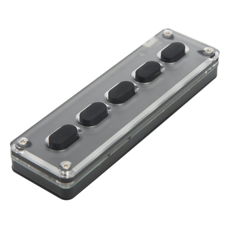 لوحة مفاتيح صغيرة قابلة للبرمجة بخمسة مفاتيح باللون الأسود مع تخزين مدمج لأجهزة الكمبيوتر المكتبية - Image 1