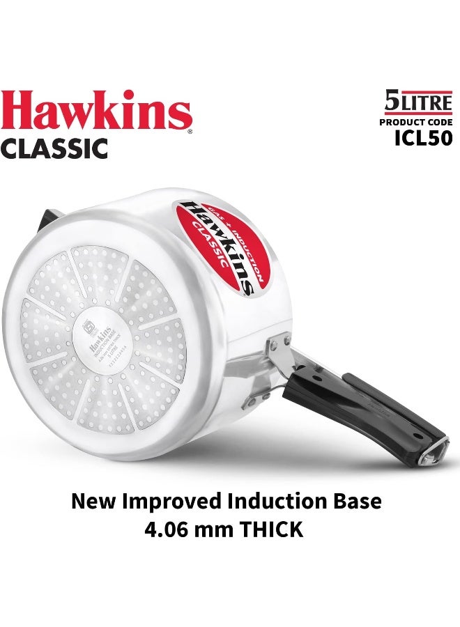 Hawkins 5 Liters Classic Aluminium Pressure Cooker,Induction Compatible,Silver - Image 2