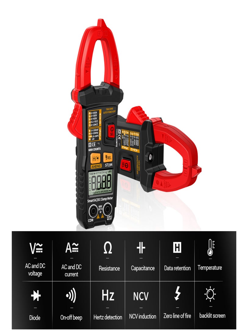 ANENG ST194 6000 Counts Digital Clamp Meter True RMS Current Tester NCV Universal Meter DC/AC Voltmeter AC/DC Amp Meter Clamp-type Multimeter Automatic Integrated Smart Clamp Current Meter Tester - Image 5