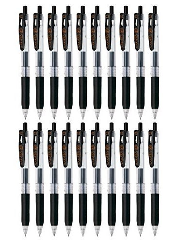 ZEBRA Zebra Sarasa Clip 0.3 Retractable Gel Ink Pen, Rubber Grip, 0.3mm, Black Ink, Value Set of 20 