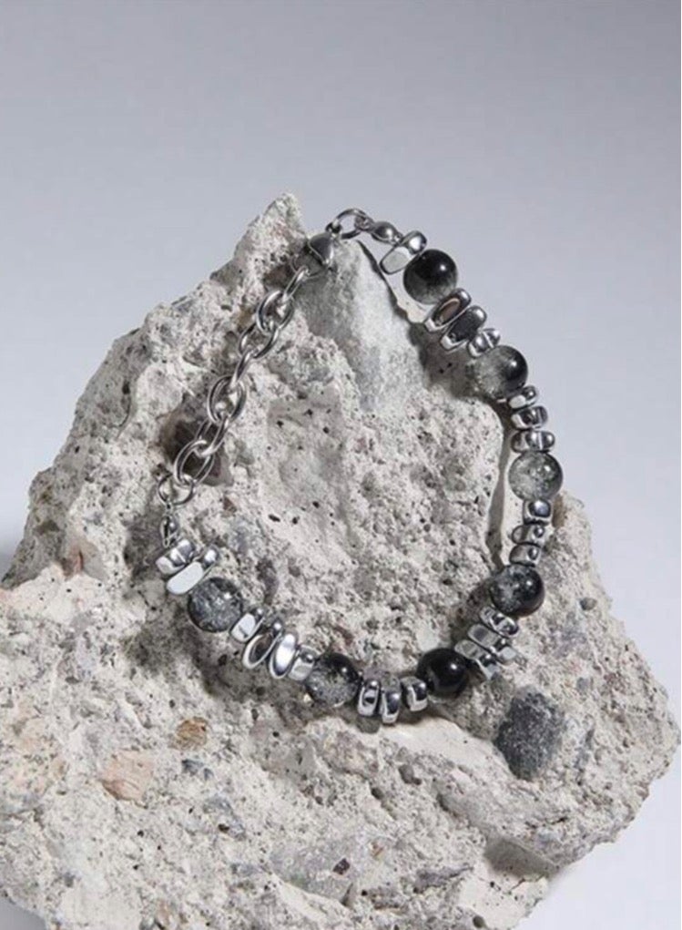 JewelryLand Men’s Elegant Bracelet Made Of High Quality Titanium Steel And Beads - Image 2