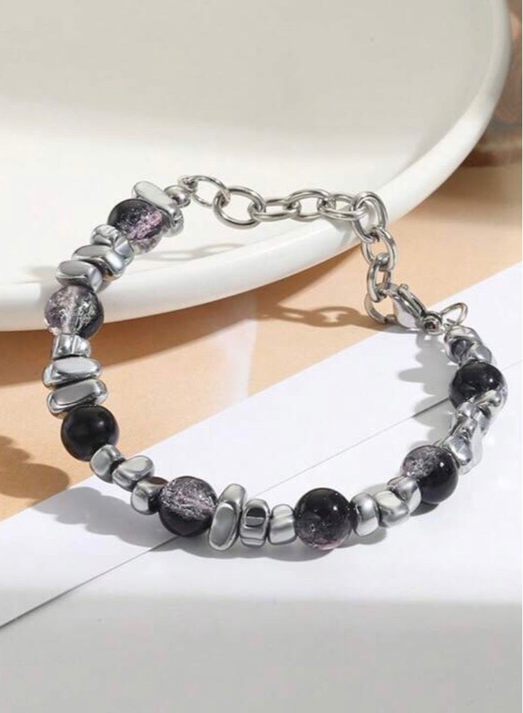 JewelryLand Men’s Elegant Bracelet Made Of High Quality Titanium Steel And Beads - Image 4