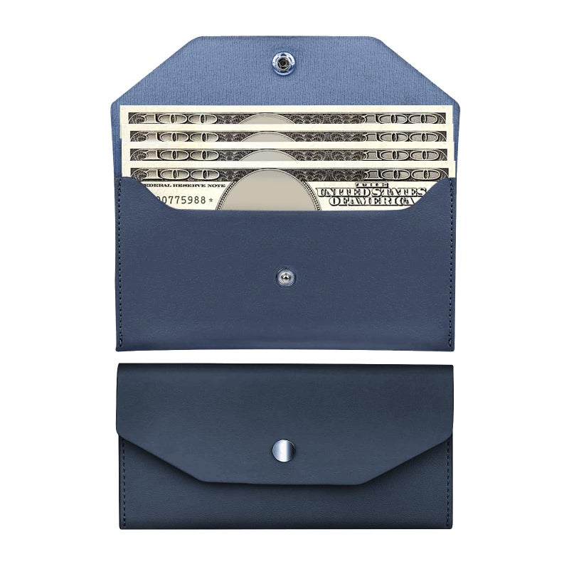 Nolcha Pu Leather Cash Envelope Wallet for Women - Reusable Cash Stuffing Wallet, Budgeting Companion (Dark-Blue) - Image 1