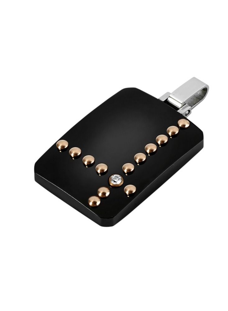 Elementesse Zircon, Black and Rose Gold Plating Steel Pendant With Chain For Mens - Image 2