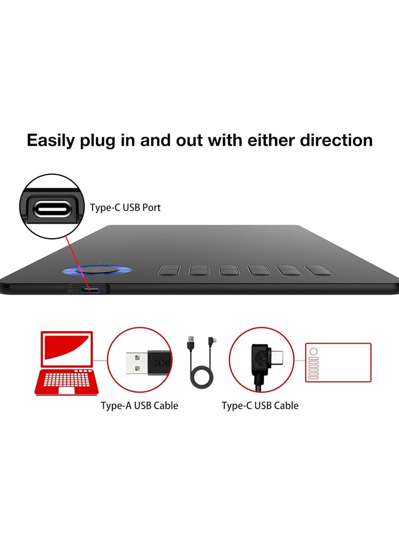 VEIKK A15 10x6 inch Digital Graphics Drawing Tablet Drawing Pen Tablet with Battery-Free Passive Stylus and 12 Shortcut Keys，20 Nibs and 1 Artist Glove (8192 Levels Pressure) (Blue) - Image 5