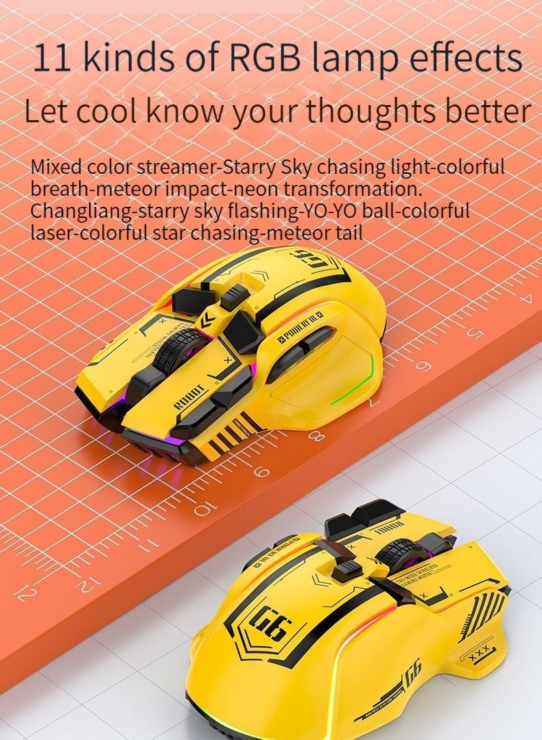 G6 Wireless Bluetooth Wired Three Modes Connection Mouse Glow Daily Work Game Desktop Computer Notebook Mechanical Mouse - Image 3