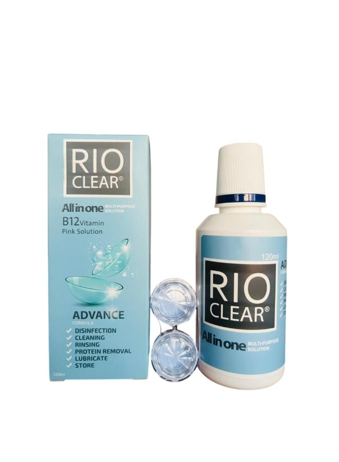 RIO CLEAR All In One Multi Purpose Solution With B12 Vitamin Advanced Formula For Contact Lences 120 ml 3 pcs - Image 2