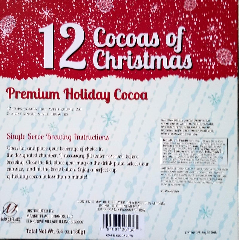 12 Cocoas of Christmas - 12 K Cups - Premium Holiday Cocoa - Gift Set - Image 2