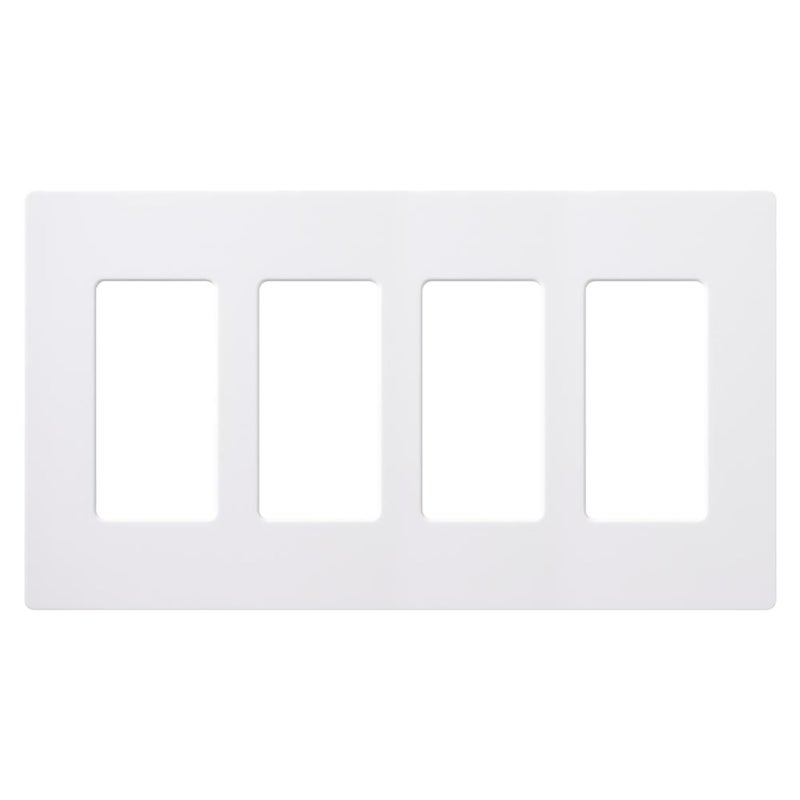 Lutron Claro Light Switch Cover Plate, 4 Gang Wallplate, for Decorator Light Switches, Rocker Light Switch Cover, Outlet Cover, Screwless Switch Plate Cover, Gloss, CW-4-WH, White - Image 1