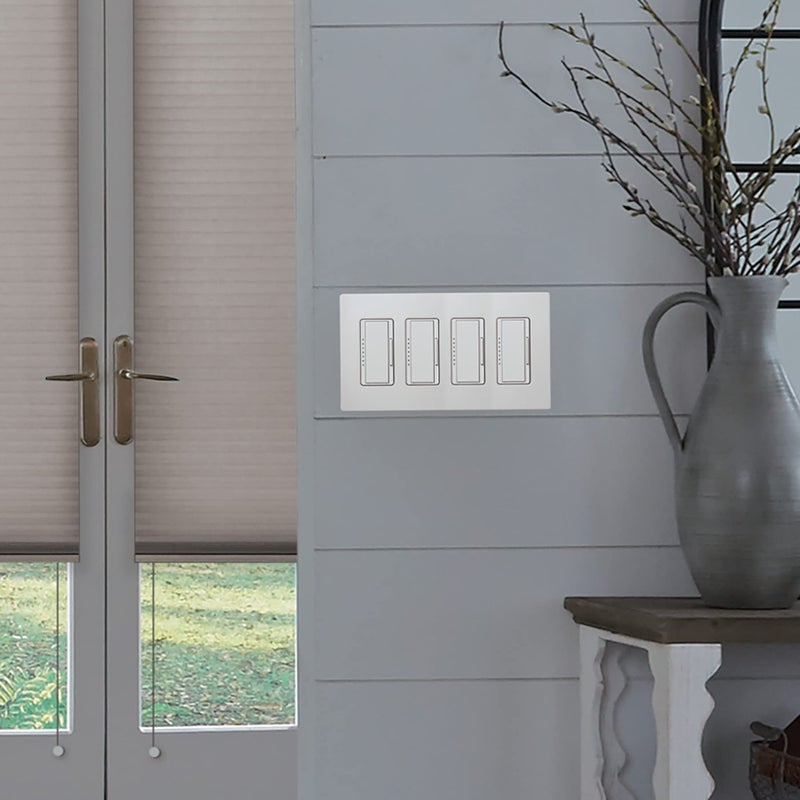 Lutron Claro Light Switch Cover Plate, 4 Gang Wallplate, for Decorator Light Switches, Rocker Light Switch Cover, Outlet Cover, Screwless Switch Plate Cover, Gloss, CW-4-WH, White - Image 4