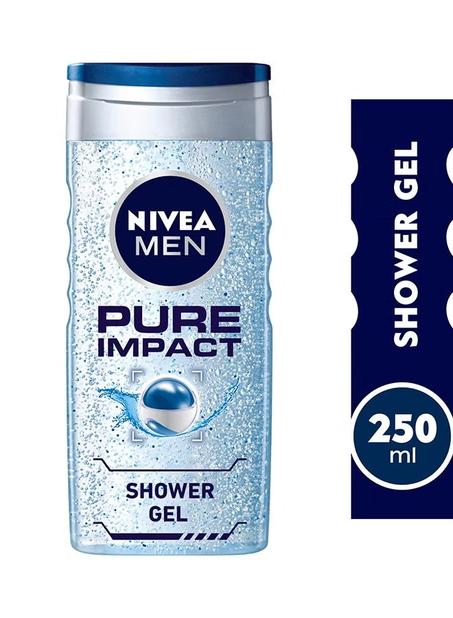 Nivea Men Pure Impact Shower Gel with Cooling Menthol – Body, Face & Hair Wash – 250 ml × 2 (Pack of 2) - Image 3