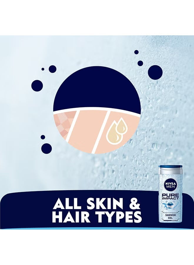 Nivea Men Pure Impact Shower Gel with Cooling Menthol – Body, Face & Hair Wash – 250 ml × 2 (Pack of 2) - Image 5