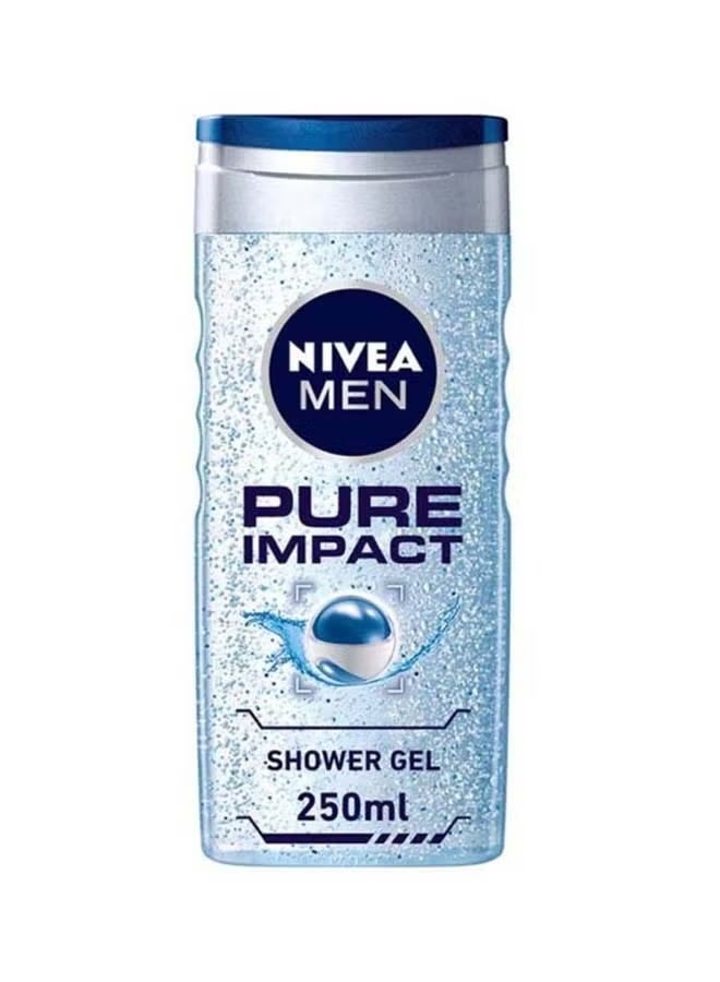 Nivea Men Pure Impact Shower Gel with Cooling Menthol – Body, Face & Hair Wash – 250 ml × 2 (Pack of 2) - Image 2