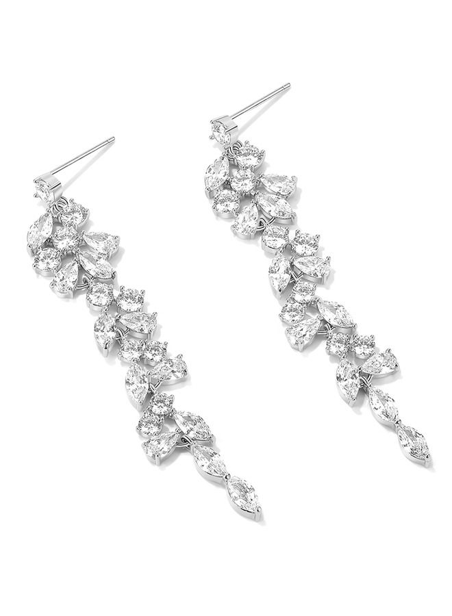Kelesa S925 Silver Pin Inlaid Leaf Pendant Earrings - Image 2