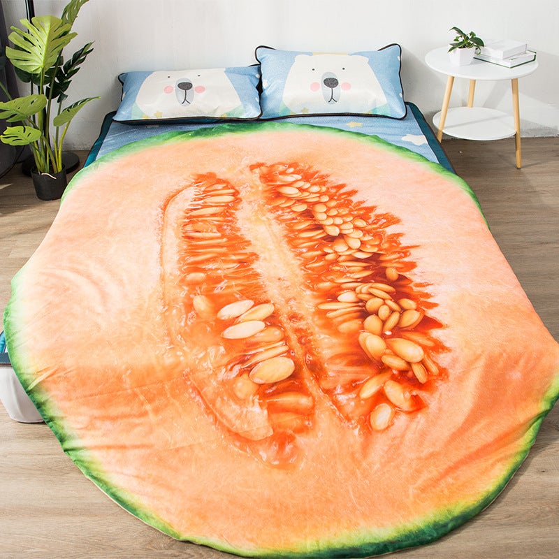 Simulation Hami Melon Creative Alien Summer Cool Cartoon Washing Summer Blanket Office Lunch Break Blanket - Image 3