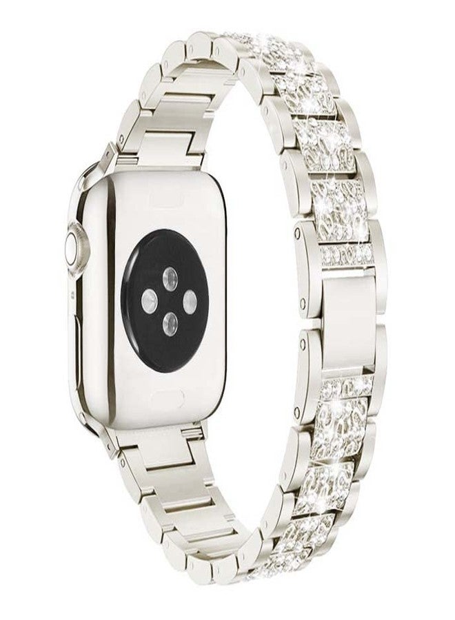Mosonio Compatible with Apple Watch Band 40mm with Case Women, Jewelry Replacement Metal Wristband Strap with 2 Pack Bling PC Protective Cover for iWatch Series 6/5/4 40mm(Starlight) - Image 2
