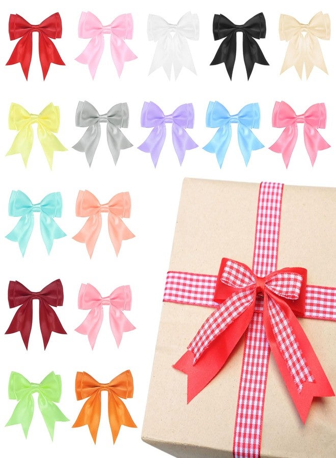 M METERXITY 50-Pack Double-Deck Pre Tied Bows 3.6x2.2 Inch Checkered Fabric Pre Satin Ribbon Bows Boutique for Craft DIY/Treat Bags/Hair Bow Sewing/Wedding/Party/Christmas [Lilac] - Image 4