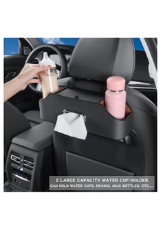 SYOSI Car Back Seat Organizer with 2 Drink Cup Holders - Tissue Box and Storage Box Hook - Multi-functional Storage - Great for Kids and Travel (Black)  - Image 5