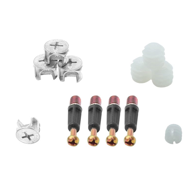 Jersvimc 24 Set 35mm Cam Screw Cam Dowel for Furniture Connecting, 3 in 1 Cam Lock Nut Set 15mm Cam Connector Bolt Fitting Cabinet Pre-Inserted Nut for Drawer Dresser - Image 3