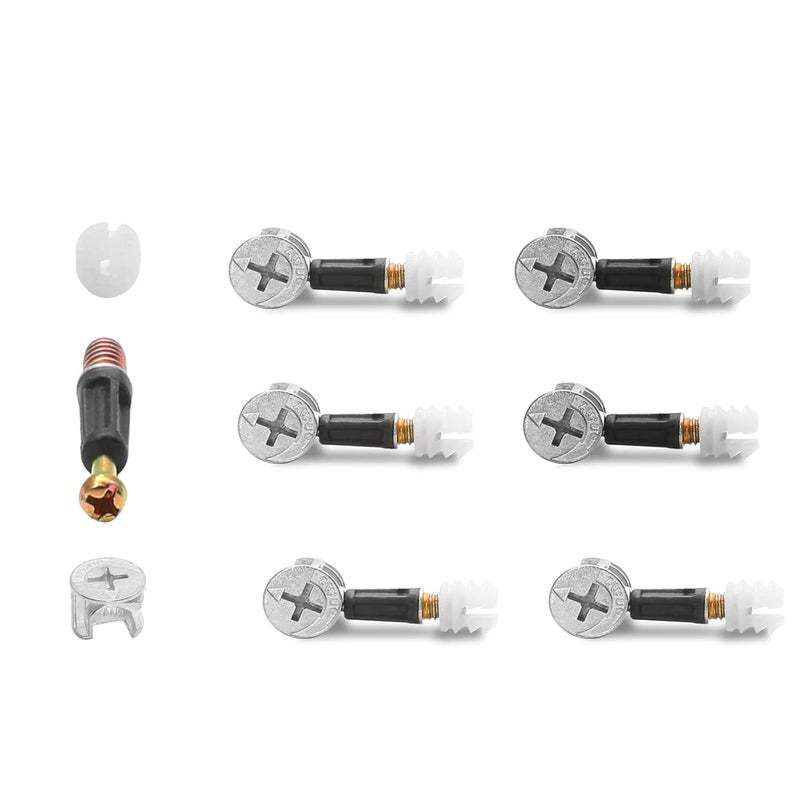Jersvimc 24 Set 35mm Cam Screw Cam Dowel for Furniture Connecting, 3 in 1 Cam Lock Nut Set 15mm Cam Connector Bolt Fitting Cabinet Pre-Inserted Nut for Drawer Dresser - Image 1