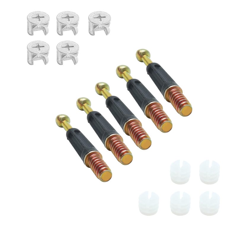Jersvimc 24 Set 35mm Cam Screw Cam Dowel for Furniture Connecting, 3 in 1 Cam Lock Nut Set 15mm Cam Connector Bolt Fitting Cabinet Pre-Inserted Nut for Drawer Dresser - Image 5