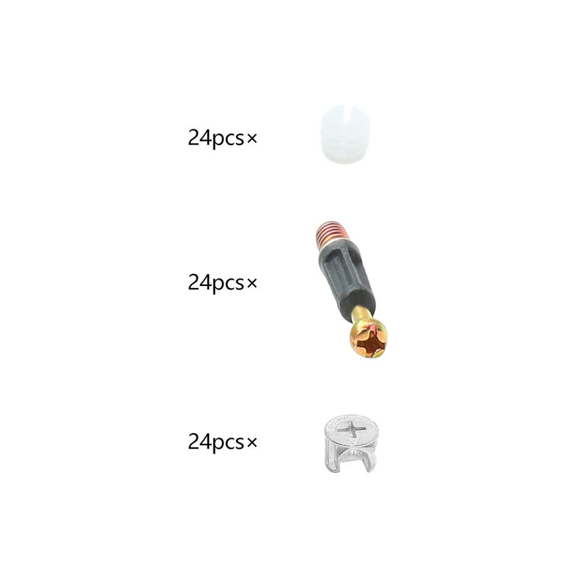 Jersvimc 24 Set 35mm Cam Screw Cam Dowel for Furniture Connecting, 3 in 1 Cam Lock Nut Set 15mm Cam Connector Bolt Fitting Cabinet Pre-Inserted Nut for Drawer Dresser - Image 2