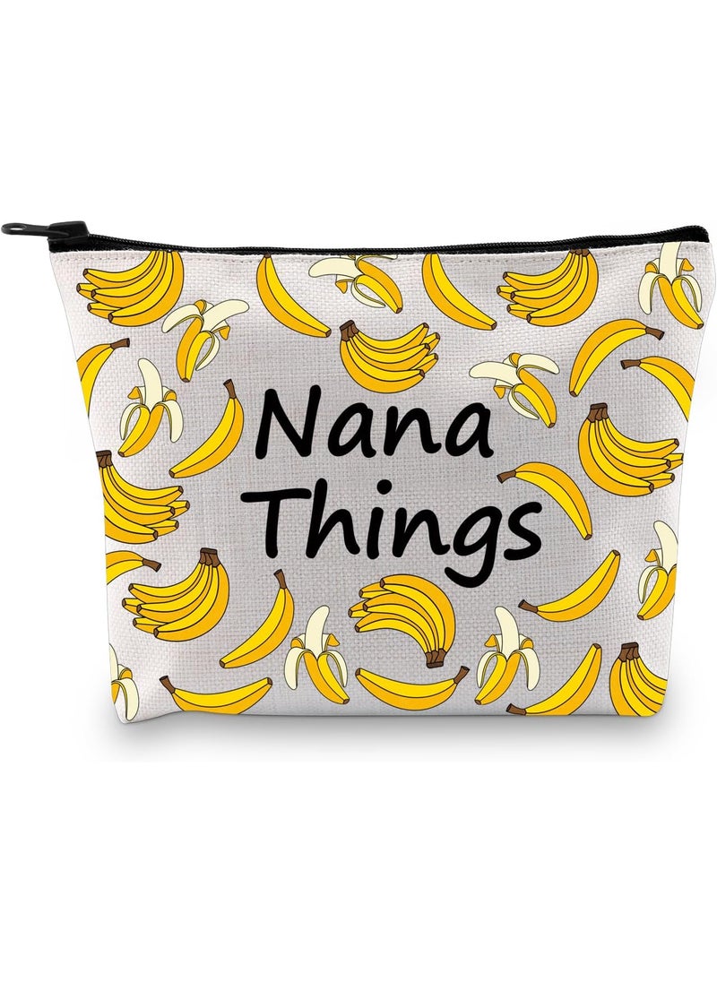 JXGZSO - JXGZSO Funny Banana Zipper Makeup Bag Fruit Lover Gift Nana Things Travel Toiletry Bag Banana Pattern Cosmetic Bag - Image 1
